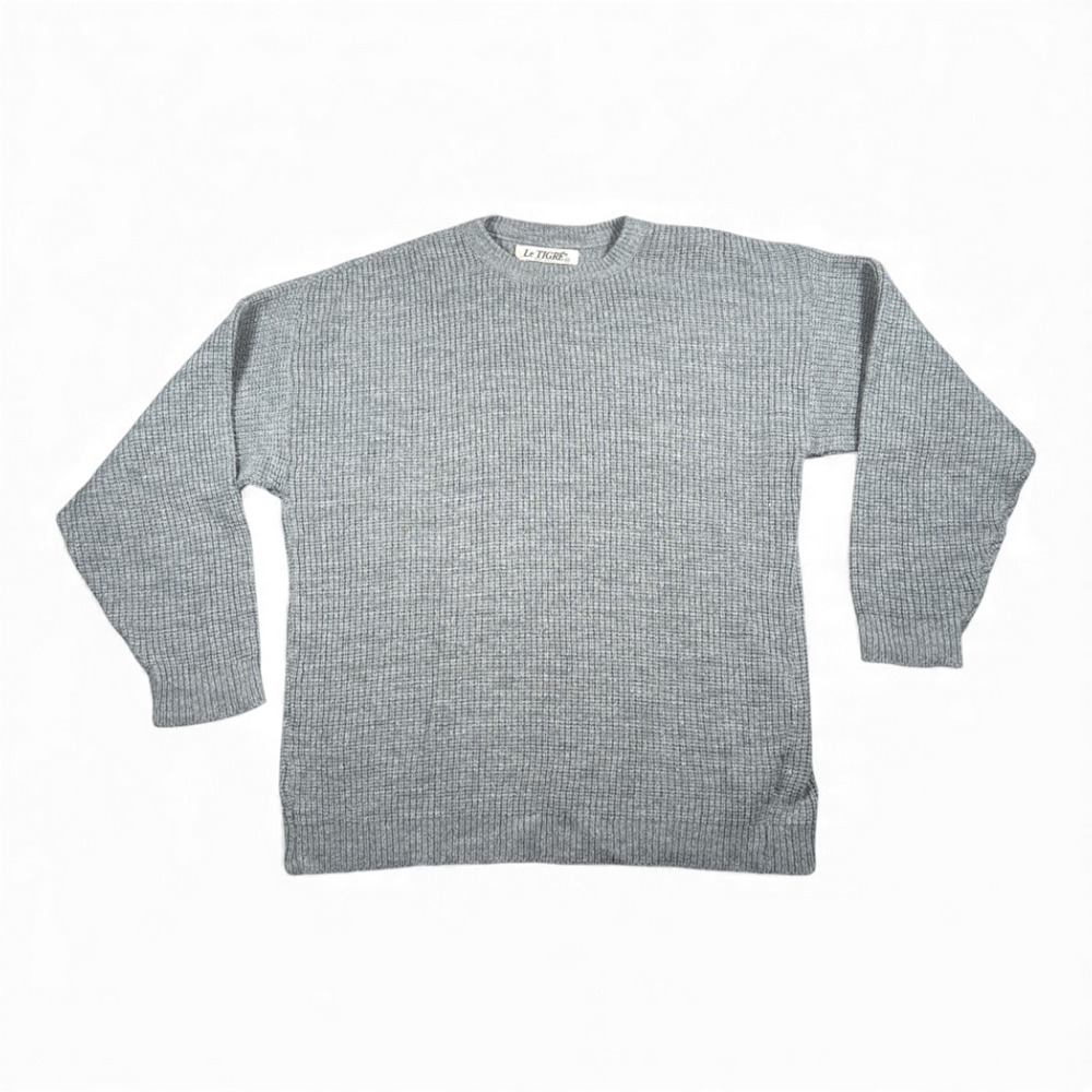 Vintage Le Tigre Sweater Adult 2XL XXL Gray USA Acrylic Knit Rib Oversized 90s